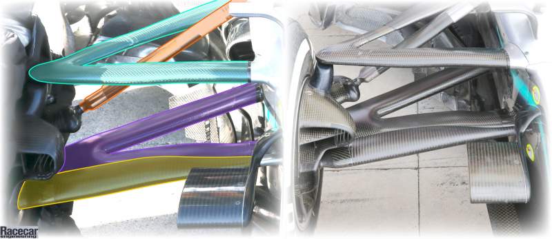 Mercedes W11 front suspension comparison