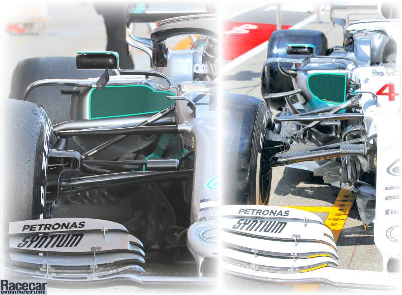 Mercedes W11 sidepod comparison